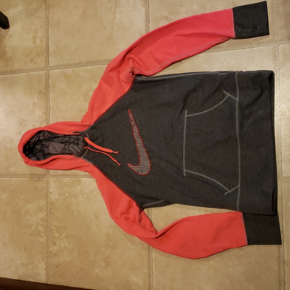 Nike Therma Fit Charcoal Gray and Hot Pink Hoodie Size Small